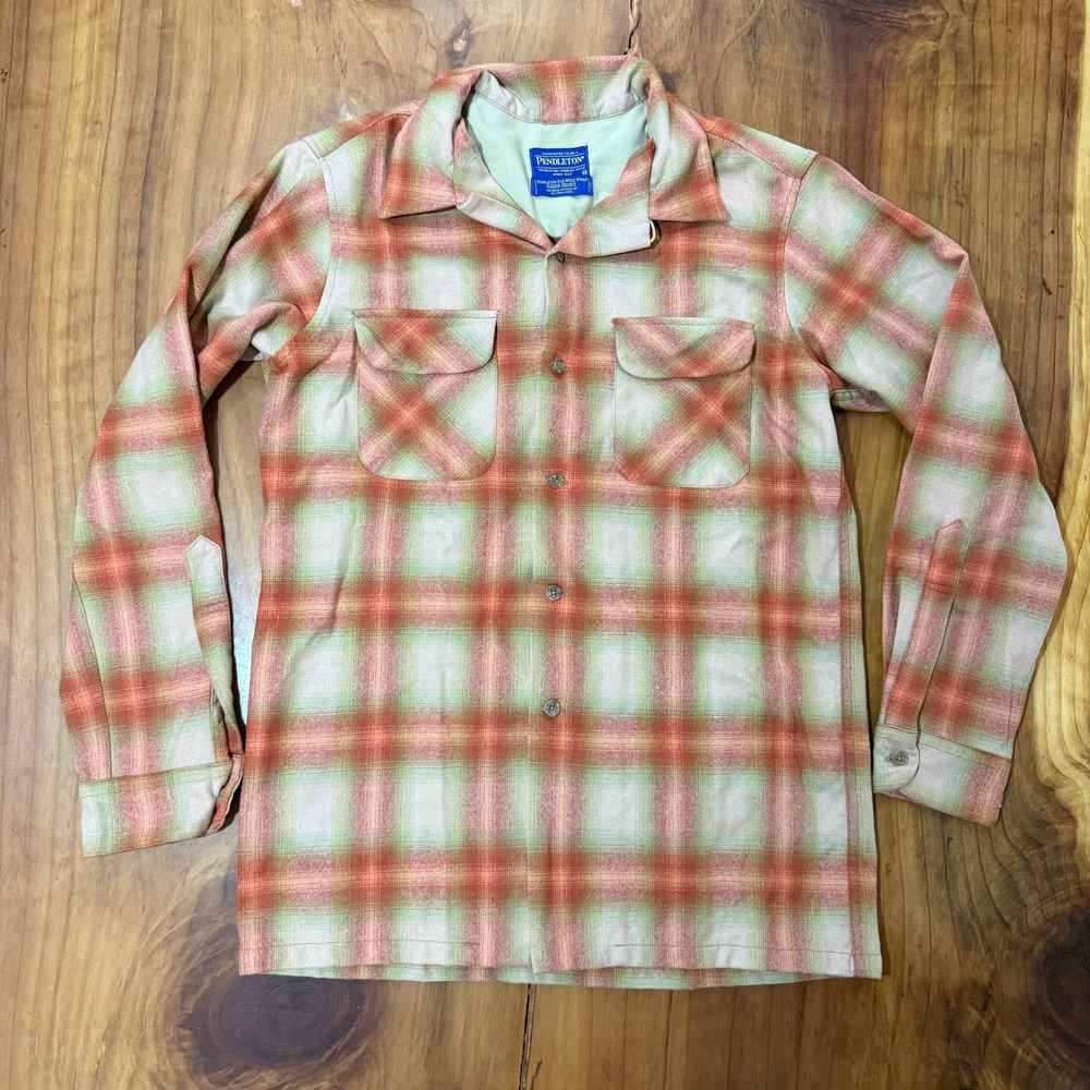 Pendleton Shirt Mens M Rider Plaid Wool L/S Pearl Button Western Casual H20